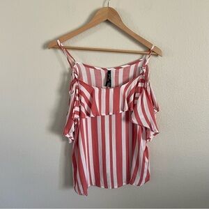 Garage Striped Off The Shoulder Top Bardot Blouse Size 14
